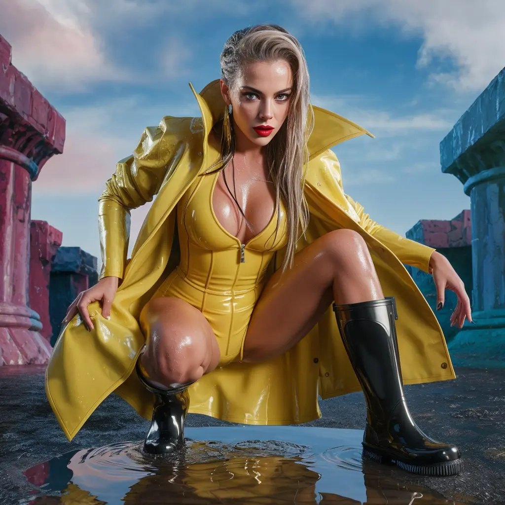 Beauty in the yellow rain coat